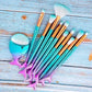11pcs Mermaid Makeup Brushes Kit with Palette